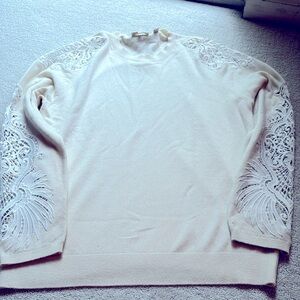 Ted Baker London Beautiful Shelsin Lace Inset Sweater White Ivory